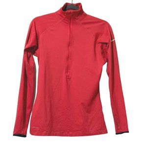 Nike Pro Dri Fit women's size M coral long sleeve thumb hole 1/2 zip jacket